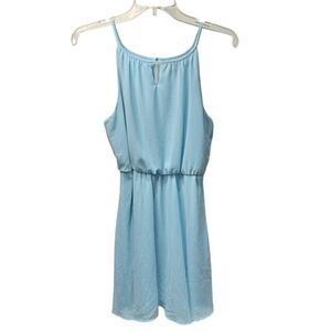 Blue Rain Womens Light Blue Halter Neck Keyhole Mini Dress Small Sleeveless
